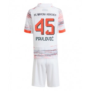 Lacne Dětský Futbalové dres Bayern Munich Aleksandar Pavlovic #45 2025-26 Krátky Rukáv - Preč (+ trenírky)